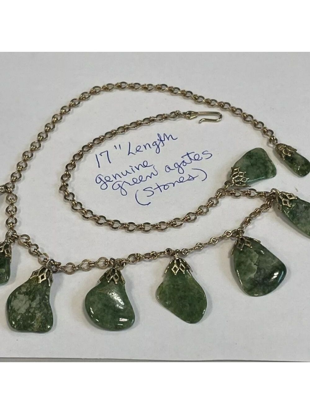 Genuine Green Agate Vintage Necklace With Lovely Stones - Picture 8 of 8